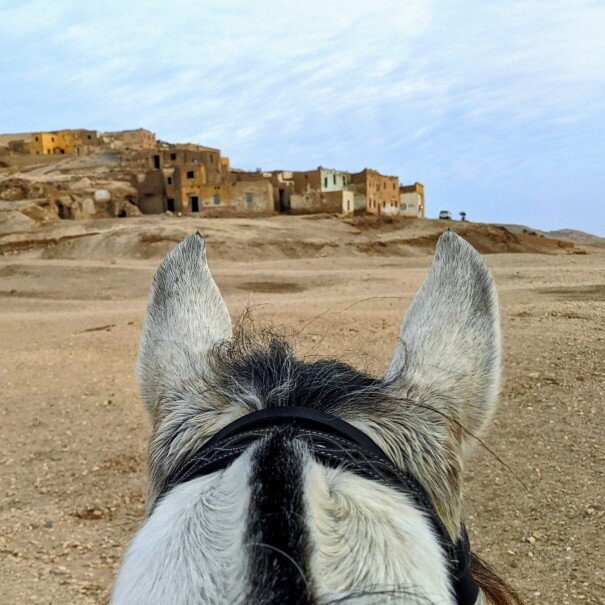 Looking through Horse Ears at Old Korna Village in Luxor Egypt